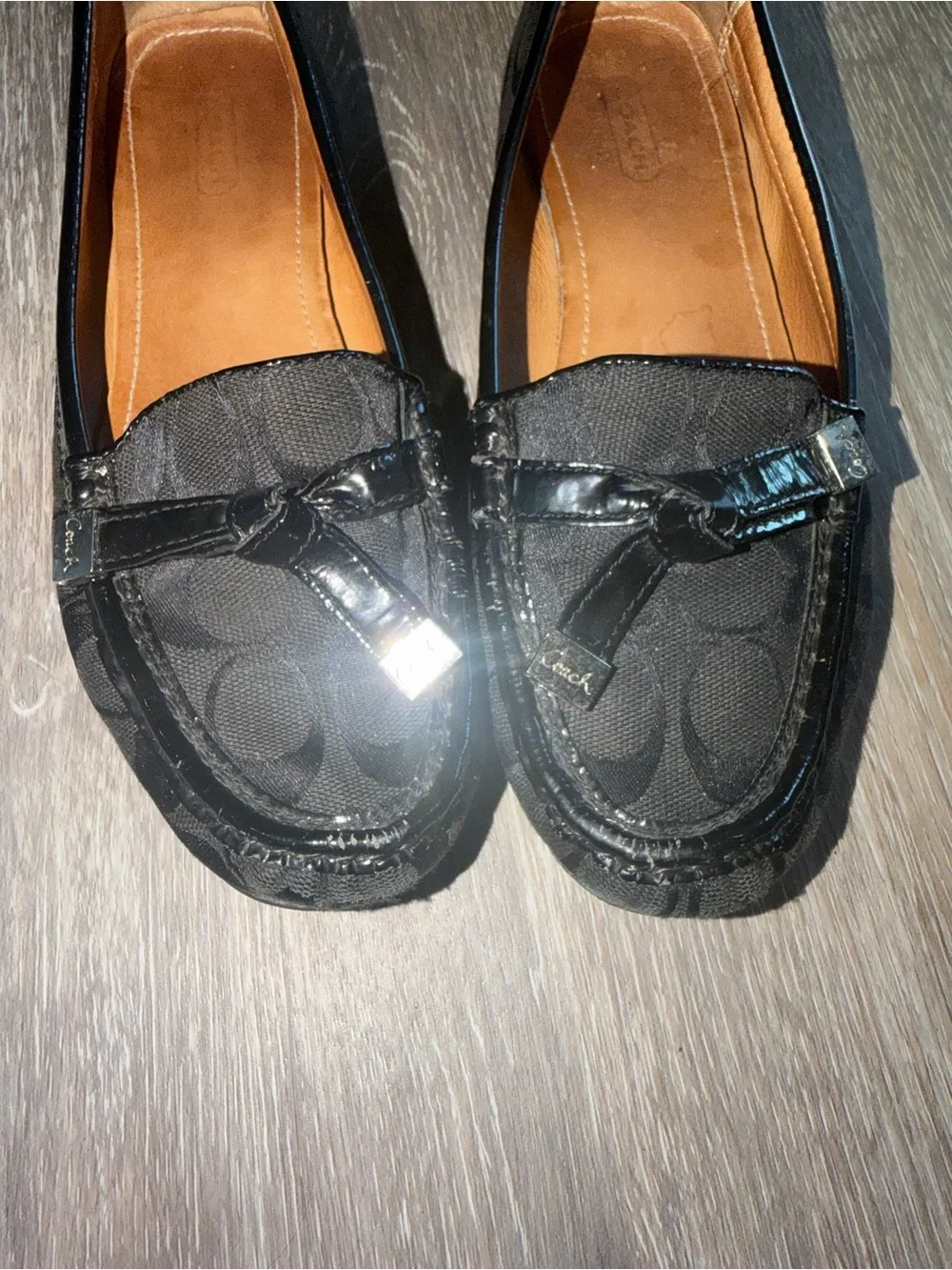 Rare early 2000s Vintage Coach Frida black signature logo print canvas loafers